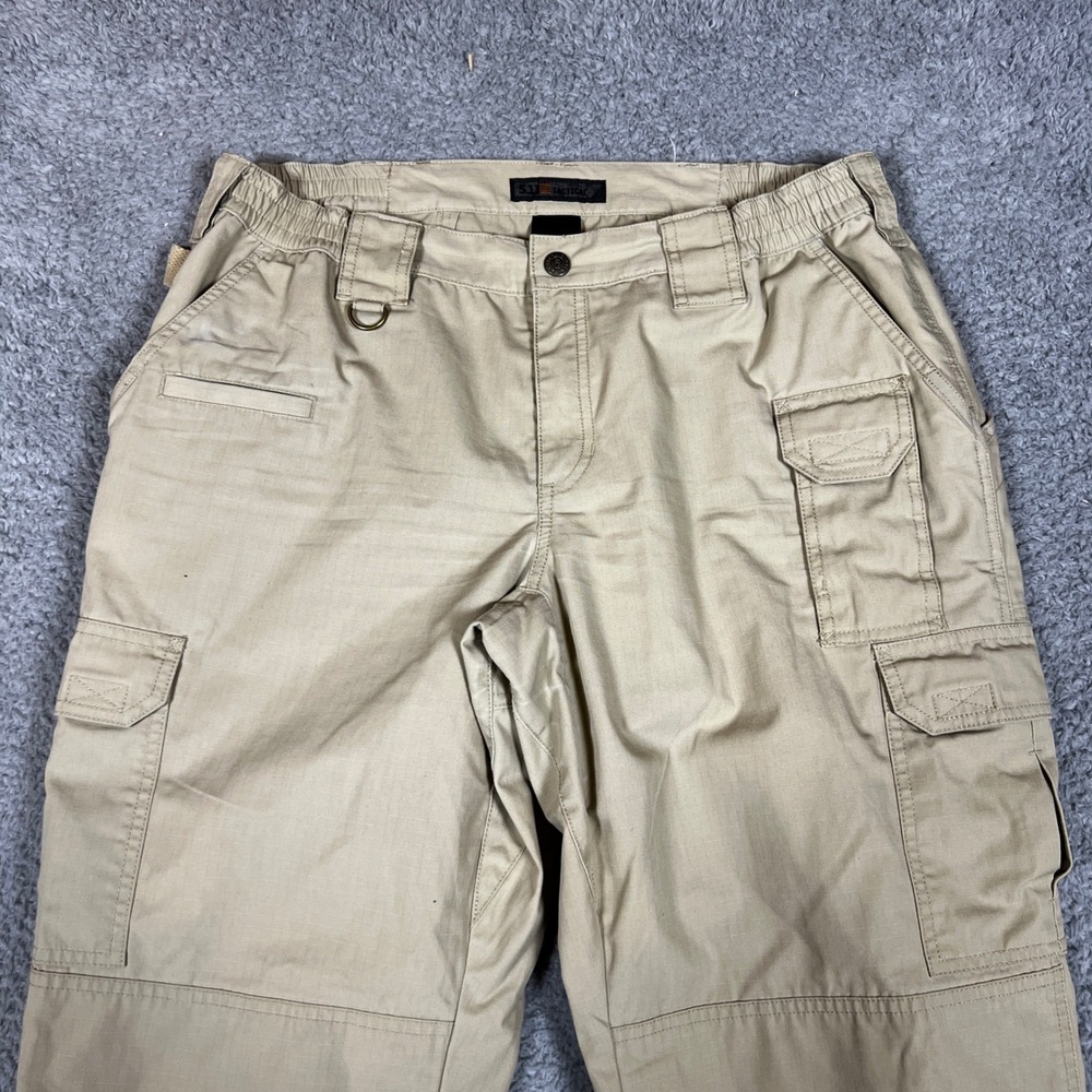 5.11 Tactical Cargo Pants Mens 34x32 Tan Good Ripstop Utility Workwear - Picture 3 of 9
